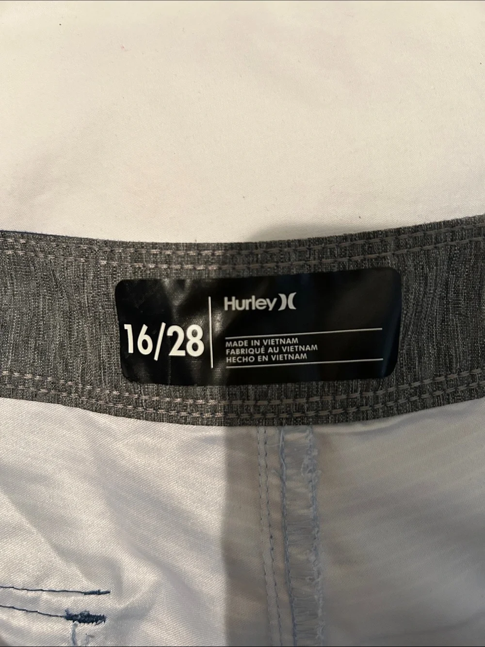 Hurley Light Blue & Navy Striped Swim Board shorts